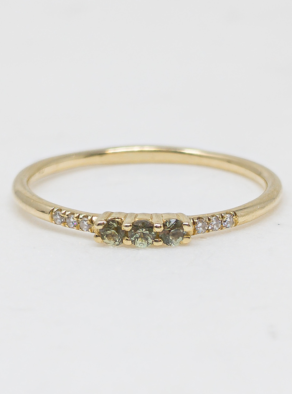 Jennie Kwon for Catbird Three Green Sapphire Equilibrium Ring Sz 7.75